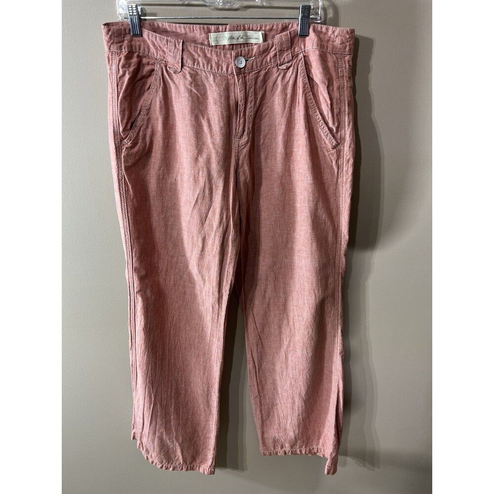 Daughters of the Liberation Pants Women’s 14 Red Pink Linen Coastal Classic Boho
